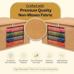 JD FRESH 6 Pcs Non Woven Saree Covers/Storage Bags with Zip Cover/Space Saving Bag with Transparent Window/Wardrobe Cupboard Organizer for Clothes/Lehengas/Bedsheets (17 X 14 x 7 Inch/Orange)