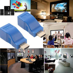 Atevon HDMI Extender over Cat5e/Cat6 Cable - 30M High-Speed 1080p Signal Transmission for TV, Projector & Home Theater - Easy Plug & Play Setup - Pack of 1
