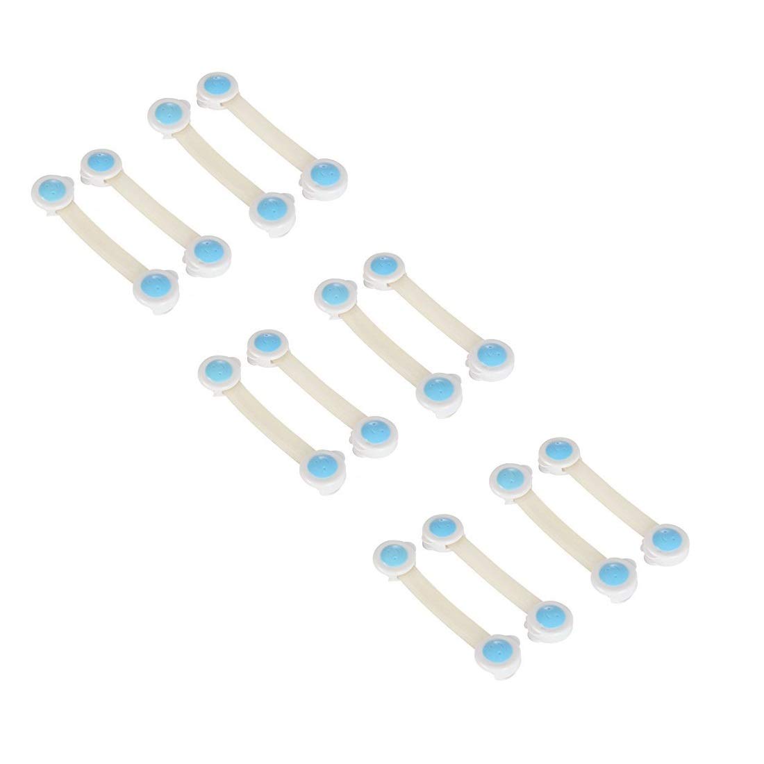 SYGA 12 Pcs Baby Safety Locks | Child Proof Cabinets, Drawers, Appliances, Toilet Seat, Fridge and Oven | Tools Not Required | Uses Dual Adhesive Tape and Latch System (Blue Smiley)