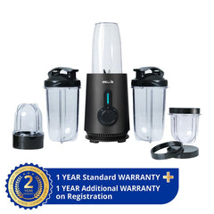 iBELL NUTRIMAX500X Nutri Blender - Smoothie Maker with 5 Jars, 2 Blades, 2 Year Warranty, 3 Modes, 600 Watts, 24000RPM, 100% Copper Motor with 5 Jars and SS Blades (Black)