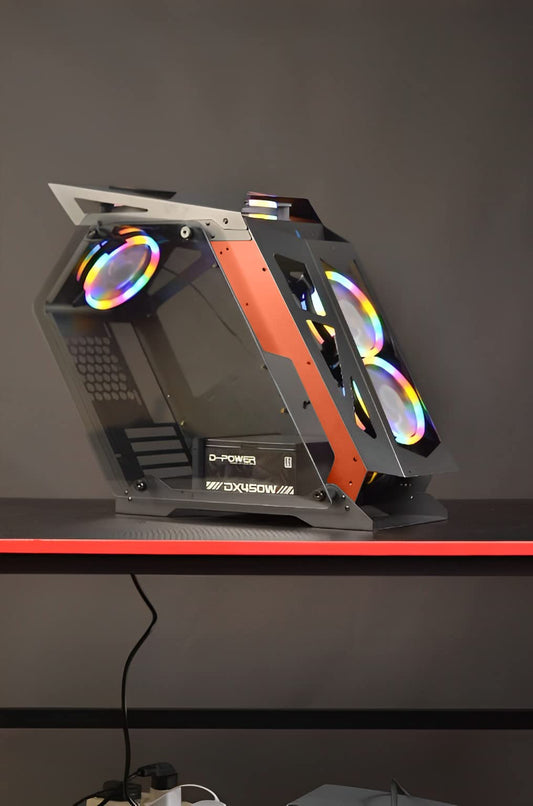SYGA Desktop Computer Special-Shaped Desktop Host Chassis Open Internet Cafe Gaming Water-Cooled Game Chassis Black