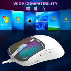 Ant Esports Virtus100 Wired RGB Gaming Mouse | Light Weight |6D Durable Buttons | High Performance Up to 12800 DPI 1000Hz Polling Rate | AI Sensor | 20M Click | Software Support Esports Mouse_ White