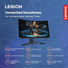 Lenovo Legion R27fc-30, 27 Inch (68.58cm), FHD 1920x1080, 240Hz, Black, 0.5ms, AMD FreeSync, NVIDIA G-Sync, 99% sRGB, Speaker, 2xHDMI, 1xDP, Tilt, Swivel, Pivot, Height Adjust Stand Gaming Monitor