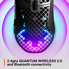 SteelSeries Aerox 3 Wireless Gen 2 - Ultralight 68g Gaming Mouse, 4K Polling, 26K DPI Optical Sensor, 200 Hours Battery Life, IP54, 80 Million Clicks, RGB, Pure PTFE Gliding Feet, Shadow