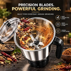 Indicon Rover 1350W Copper Motor Mixer Grinder with 4 Jars (3 Stainless Steel + 1 Juicer Jar), 3-Speed Control, Heavy Duty Grinding & Blending for Kitchen, Unbreakable ABS Body, Red