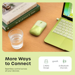 SATECHI Slim EX Wireless Mouse, Bluetooth & 2.4 GHz, Quiet Clicks, Silver