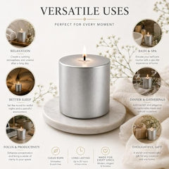 C Lal & Sons Silver Pillar Candle 2x2 Inch | Long Burning Decorative Wax Candle | 20H Burn Time | Unscented Candle for Home Décor, Wedding Decoration, Prayer, Meditation, Festivals & Romantic Ambience