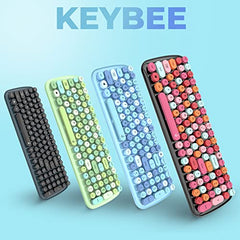 iGear KeyBee Retro Typewriter Inspired 2.4GHz Wireless Keyboard with Mouse Combo for Desktop/Laptop and Devices with USB Support, Single Nano Receiver, Round Keycaps, Cleaning Brush (White) (Green)