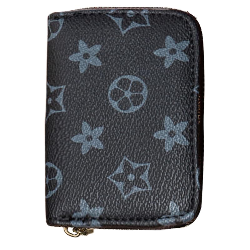 SYGA New Chex Design Card Bag Fashion Multi-Card Business Card Bag Zipper Coin Purse Card Holder Supports(Star-Grey-Style-2)