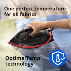 Philips DST6130/40 Steam Iron, Black and Red | 2800W, No Burns Guaranteed, 50 gm/min Steam, 220 gm Ultra Steam Boost, 6 Layer SteamGlide Plus Soleplate