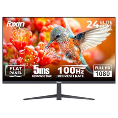 Foxin 24 Inch FHD Flat LED Monitor 1920x1080 Pixel Elite Series | Flat Panel, HDMI & VGA Port, 100Hz Refresh Rate, Frameless, Slim Bezel, Wall Mountable, 16.7 M Colors | 3 Years Warranty | White