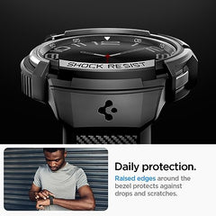 Spigen Rugged Armor Pro for Samsung Galaxy Watch 6 Classic 47mm Case with Strap Band - Black