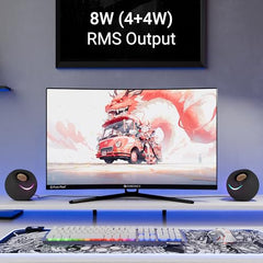 ZEBRONICS Blues 2.0 Computer Speakers, 8 Watts, 45° Elevated Drivers, Dual Passive Radiators, USB Powered, AUX, Volume Control Knob, RGB LED, for Laptops & Desktop (Black)