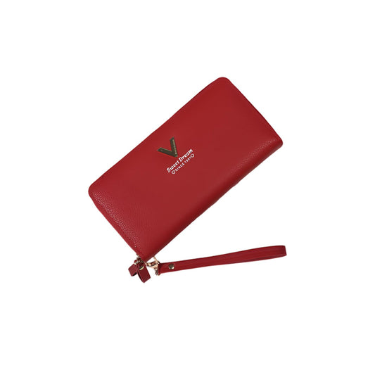 MOMISY Women's Girls PU Leather Party Wedding Clutch | Zipper | Ladies Purse Wallet Girls (Red)