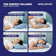 WELLGIVER Cervical Butterfly Pillow | Orthopedic Memory Foam for Neck & Shoulder Pain | Ergonomic Contour Design | Dual Height Support | Side Sleeper Pillow with Arm Rest - Pack of 1