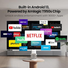 E GATE Atom 3X Projector 4k Ultra HD, Automatic Keystone & Precise Focus, 1080p Native | Rotatable Design | Android 14, Netflix Prime 11,000 Lumens, HDMI-ARC WiFi-6 BT, for Home use Egate
