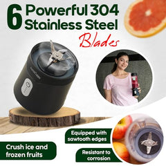 InstaCuppa Portable Blender Bottle, Long Lasting 6000 mAh Battery with Fast Charging, LED Display for Battery Status & 40-Second Blend Timer, Sipper Lid & Detachable Bottom Cap, 230 Watts, 600 ML