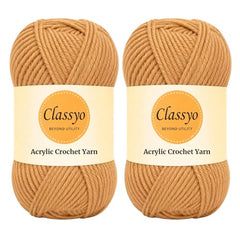 Classyo Acrylic Yarn for Crocheting (100gms x 1 Ball, 4ply) | Soft Wool Crochet Thread | Acrylic Hand Knitting Yarn | Wool for Crochet | For Sweater, Scarf, Hat, Baby Clothes, Purse, Gift Bags and DIY Crafts (Butter, Pack of 1)
