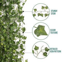 Go Hooked Artificial Hanging Creeper for Home Décor (Pack of 8, 6 Ft) | Money Plant Leaf Garland with 30 Leaves Each | Plastic Decorative Creeper for Balcony, Walls, Garden Decoration