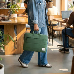 DailyObjects Stria Pro Laptop Bag with Handle| Recycled Durable Polyester | Compatible with Laptop/MacBook Air/Pro Upto 15 Inch| Water Resistant|Padded Compartment with Zip Closure -Black