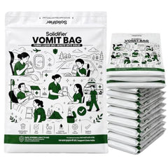 Solidifier Disposable Vomit Bags (Pack of 10), Large Capacity Emesis Bags with Solidifying Gel Technology, Leak-Resistant & Hygienic Sickness Bags for Travel, Car, Hospital, Home, Motion Sickness, Adults & Kids
