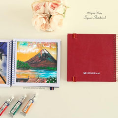 MENORAH - Artist Square Sketch Book - 180 GSM - Square Drawing Book - (100 Pages/50 Sheets) - Hard Metal Spiral Bound - (15.0 cm x 15.0 cm) - Pink