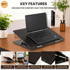 Premium Foldable Laptop Table with Adjustable Angle for Home, Study & Office Use (White, 15x21, Wooden)