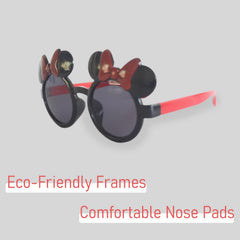 SYGA Children's Bow-Knot Sunglasses Girl Baby Cute Mouse Ear Shaped Kids Sunglasses Cartoon Concave Shape Girl Eyes Black