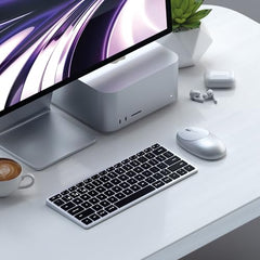 SATECHI Slim X3 Bluetooth Backlit Keyboard with Numeric Keypad – Illuminated Keys & Multi-Device Sync – for M2/ M1 MacBook Pro/Air, M2/ M1 iPad Pro/Air, M2 Mac mini, iMac M1 (Silver)