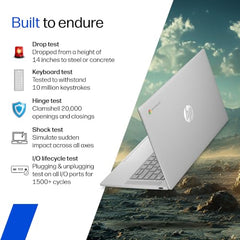 HP Chromebook 14, MediaTek Kompanio 540 (4GB LPDDR5, 128GB UFS) HD, Anti-Glare, Micro-Edge, 14''/35.6cm, ChromeOS, 100 GB Google One(1yr), Modern Gray,1.35kg, nm0004MU, HD Camera w/Shutter Laptop
