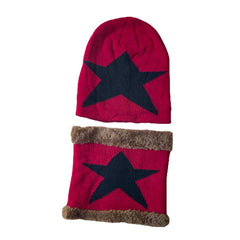 MOMISY Kids Winter Hat and Scarf Set, 2Pcs Warm Knit Beanie Cap and Scarf for 5-10 Years Old (Wine red)