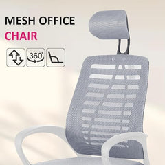 Casa Copenhagen Mesh Mid Back Office/Study/Computer/Revolving/Desk Chair for Work from Home -Metal Base, Height Adjustable Seat - Grey Milange & Black Handle