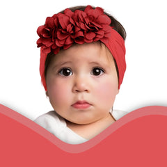 SYGA Pack Of 3 Baby Headbands Nylon Soft Strechable Bow Hairbands for Newborns, Infants, Toddlers and Kids 0-3 Years(BigRed, LightPink,WineRed)