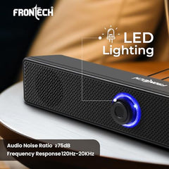 FRONTECH 1.0 USB Powered Multimedia Speakers with RGB Lights, 10W Output Power, AUX/USB Connectivity, for Laptop, PC, Mobile, Volume Control (SPK-0008, Black)