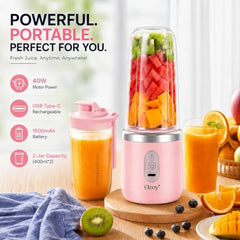 Juicer for Home ^ Lacossi Juicer Mixer Grinder with 1500mAh Battery, 6 Blades 3Gears Fast Blending, 2-Jar Capacity (400ml*2) | 40 Watts Bullet Rechargeable Portable Personal Juicer