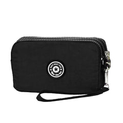 SYGA Women's Three-Zip Coin Purse Cosmetic Bag Mobile Phone Bag Hand Portable Bag Medium Bag Small Square Bag