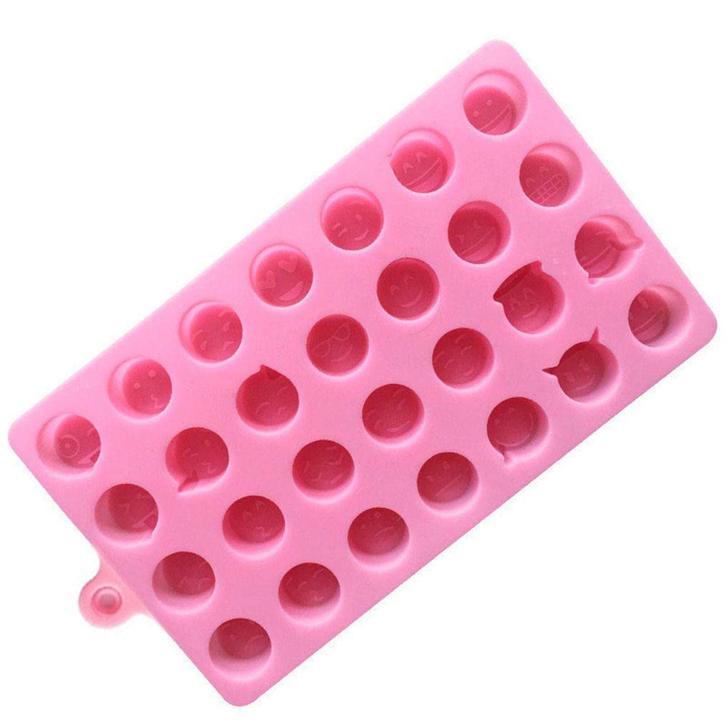 SYGA 28-Cavity Emoji Emotion Cake Mold Smiley Chocolate Candy Baking Mould Pink