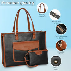 Womanix Laptop Tote Bag,14 inch Laptop Bag, Shoulder Bags With Back Trolley Strap, Casual Briefcase, Handbag for Travel, Office, College,Work