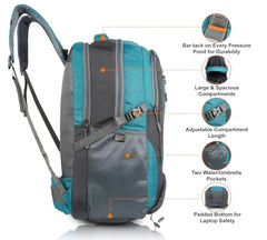 Half Moon Extra Large Size 55L Rucksack Bag/Trekking Bags for Men, Black | With Laptop Compartment | For Luggage Pack Tracking Hiking Travel Backpack for Man & Women