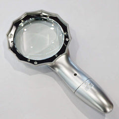 SYGA Handheld Magnifier Illuminated Pocket Magnifying Glass with 6-LED White Light (Silver)