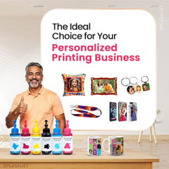 Splashjet Sublimation Ink for Epson - Heat Transfer Printing on Mugs, Mobile Cases, Polyester T-Shirts etc for use with Epson Printers - L130, L220, L360, L380, L1300 - (70gm x 4 Colour) - 501906