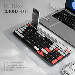 Zebronics Keypad X3 Wireless Keyboard, 102 Keys, 12 Multimedia Keys, 2.4GHz + BT, UV Coated Keycaps, Mobile & Tablet Holder, ₹ Rupee Key, Retractable Stand, USB Nano Receiver (Midnight Black)