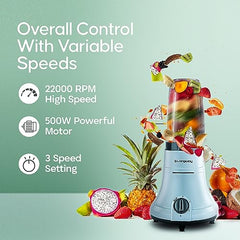 Longway Sage 500 Watt Juicer Mixer Grinder with 2 Jars for Grinding, Mixing, Juicing with Powerful Motor | 2 Year Warranty | (Black & Gray, 2 Jars)