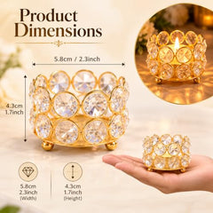 TIED RIBBONS Pack of 4 Crystal Tealight Candle Holder Gift Box - (5.8 cm X 4.3 cm) Centerpieces Votive Candle Holders for Home Dining Table Living Room Office - Diwali Decoration Items for Home Décor
