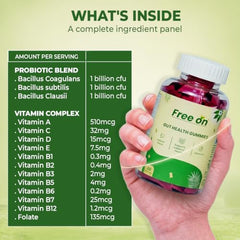 Free On Gut Health Probiotic Gummies, 60 Gummies, Natural Fruit Flavour