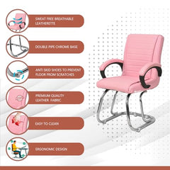 RATISON Special Director Principal Manager Office Visitor with arm Rest with Double Pipe Frame and Cushioned seat Back (2, Black, Double Pipe Frame)