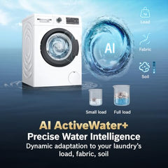Bosch 12 kg 5 Star Front Load Fully Automatic Washing Machine, AI ActiveWater, Inbuilt heater, Antibacterial Tech, 14 Wash Programs, 66L Large Drum, SoftCare Paddle, White, WGA27400IN (2026 Model)