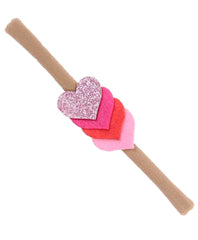 MOMISY Headbands Flowers Soft Synthetic Hairbands for Baby Girls, Infants and Toddlers, Pack of 3 - Multicolor (Free Size, Pink White Silver)