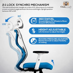 Oakcraft Hurricane Premium Ergonomic Office Chair | Dynamic 2D Lumbar Support | High-Back Executive Chair for Office, Home & Workstation