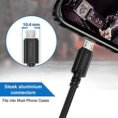 Czartech [1.2 Mt USB-C 20W Fast Charging cable Compatible with i-Phone,14,13, 12,11, X, 8, 7, 6, 5, i-Pad iPad Air and More [Nylon Braided,Black - Pack of 2]